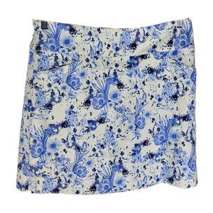 Lady Hagen Blue White Floral Print A-Line Mini Golf Skort Size Large
